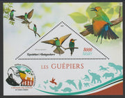 Madagascar 2019 Darwin 160th Anniversary of Publication of The Origin of Species - Bee Eaters #1 perf deluxe sheet containing one triangular value unmounted mint
