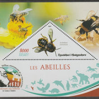 Madagascar 2019 Darwin 160th Anniversary of Publication of The Origin of Species - Bees #3 perf deluxe sheet containing one triangular value unmounted mint