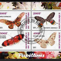 Burundi 2011 Fauna of the World - Butterflies #5 perf sheetlet containing 4 values fine cto used