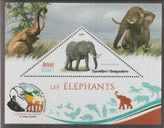 Madagascar 2019 Darwin 160th Anniversary of Publication of The Origin of Species - Elephants #1 perf deluxe sheet containing one triangular value unmounted mint