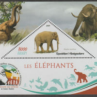 Madagascar 2019 Darwin 160th Anniversary of Publication of The Origin of Species - Elephants #3 perf deluxe sheet containing one triangular value unmounted mint