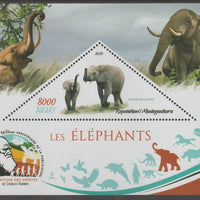Madagascar 2019 Darwin 160th Anniversary of Publication of The Origin of Species - Elephants #4 perf deluxe sheet containing one triangular value unmounted mint