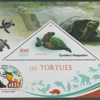 Madagascar 2019 Darwin 160th Anniversary of Publication of The Origin of Species - Turtles #1 perf deluxe sheet containing one triangular value unmounted mint