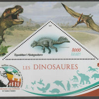 Madagascar 2019 Darwin 160th Anniversary of Publication of The Origin of Species - Dinosaurs #1 perf deluxe sheet containing one triangular value unmounted mint