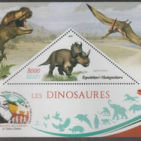 Madagascar 2019 Darwin 160th Anniversary of Publication of The Origin of Species - Dinosaurs #2 perf deluxe sheet containing one triangular value unmounted mint