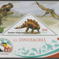 Madagascar 2019 Darwin 160th Anniversary of Publication of The Origin of Species - Dinosaurs #3 perf deluxe sheet containing one triangular value unmounted mint