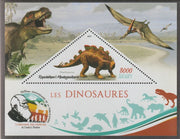Madagascar 2019 Darwin 160th Anniversary of Publication of The Origin of Species - Dinosaurs #3 perf deluxe sheet containing one triangular value unmounted mint
