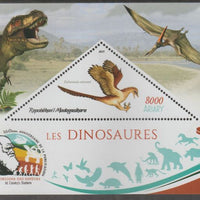 Madagascar 2019 Darwin 160th Anniversary of Publication of The Origin of Species - Dinosaurs #4 perf deluxe sheet containing one triangular value unmounted mint