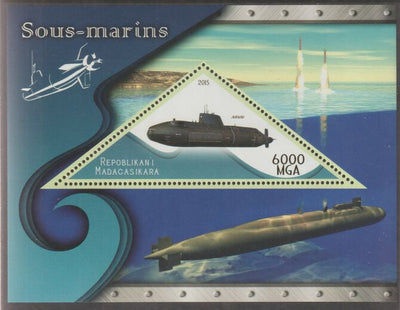 Madagascar 2015 Submarines #1 perf deluxe sheet containing one triangular value unmounted mint