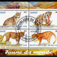 Burundi 2011 Fauna of the World - Wild Cats #3 perf sheetlet containing 4 values fine cto used
