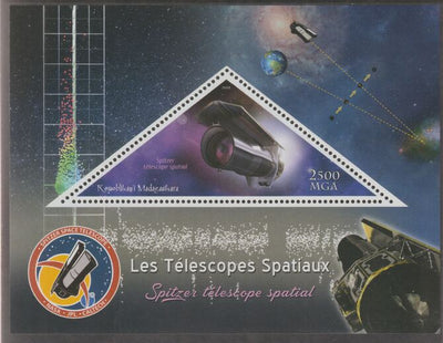 Madagascar 2018 Space Telescopes #5 perf deluxe sheet containing one triangular value unmounted mint