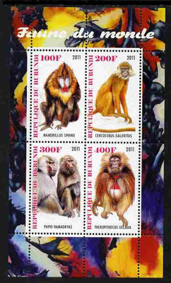 Burundi 2011 Fauna of the World - Monkeys perf sheetlet containing 4 values unmounted mint