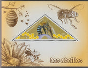 Ivory Coast 2018 Bees perf deluxe sheet containing one triangular value unmounted mint