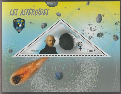 Ivory Coast 2018 Guiseppe Piazzi - Asteroides perf deluxe sheet containing one triangular value unmounted mint