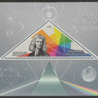 Ivory Coast 2016,Isaac Newton perf deluxe sheet containing one triangular value unmounted mint