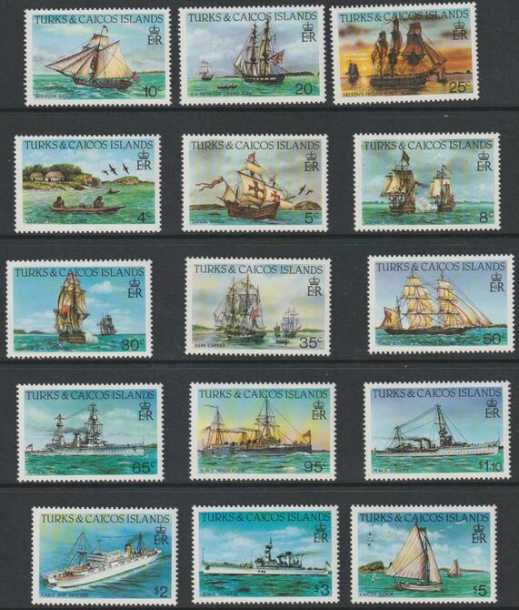 Turks & Caicos Islands 1983 Ships def set Perf 14 complete, 15 values unmounted mint, SG 769-83