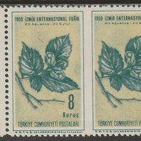 Turkey 1950 International Fair 8k Hazel Nut unmounted mint horiz pair imperf between