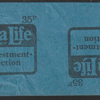 Great Britain 1974 Canada Life 35p booklet front cover proof pair on blue card in uncut tete-beche format, minor wrinkles