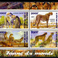 Burundi 2011 Fauna of the World - Cheetahs perf sheetlet containing 4 values unmounted mint