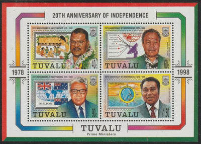Tuvalu 1998 20th Anniv of Independence perf m/sheet unmounted mint, SG MS821