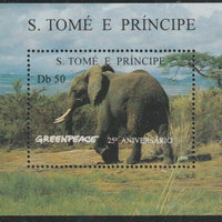 St Thomas & Prince Islands 1996 Greenpeace - Elephant perf m/sheet unmounted mint