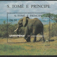 St Thomas & Prince Islands 1996 Greenpeace - Elephant perf m/sheet unmounted mint