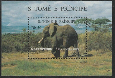 St Thomas & Prince Islands 1996 Greenpeace - Elephant perf m/sheet unmounted mint