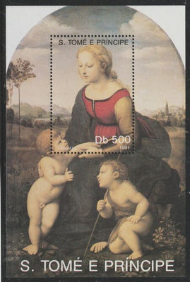 St Thomas & Prince Islands 1991 Madonna by Rafael perf m/sheet unmounted mint