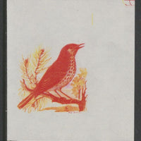 Calf of Man 1973 Birds - Thrush 15m imperf proof in magenta & yellow only on gummed paper, unmounted mint as Rosen CA259