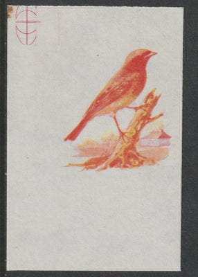 Calf of Man 1973 Birds - Blackbird 20m imperf proof in magenta & yellow only on gummed paper, unmounted mint as Rosen CA261