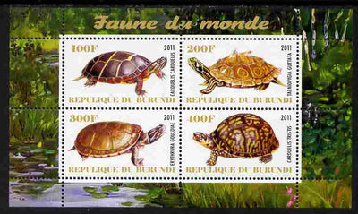 Burundi 2011 Fauna of the World - Turtles perf sheetlet containing 4 values unmounted mint