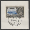 Gibraltar 1935 KG5 Silver Jubilee 2d on piece with full strike of Madame Joseph forged postmark type 185