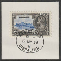 Gibraltar 1935 KG5 Silver Jubilee 2d on piece with full strike of Madame Joseph forged postmark type 185