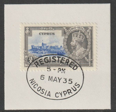 Cyprus 1935 KG5 Silver Jubilee 3/4pi on piece with full strike of Madame Joseph forged postmark type 132