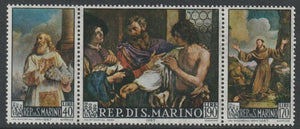 San Marino 1967 Paintings by Francesco Barbieri perf strip of 3 unmounted mint, SG 822a