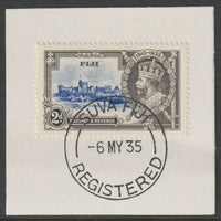 Fiji 1935 KG5 Silver Jubilee 2d on piece with full strike of Madame Joseph forged postmark type 161