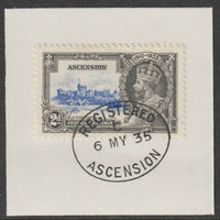 Ascension 1935 KG5 Silver Jubilee 2d on piece with full strike of Madame Joseph forged postmark type 22
