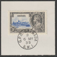 Grenada 1935 KG5 Silver Jubilee 1d on piece with full strike of Madame Joseph forged postmark type 203