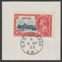 Grenada 1935 KG5 Silver Jubilee 1.5d on piece with full strike of Madame Joseph forged postmark type 203