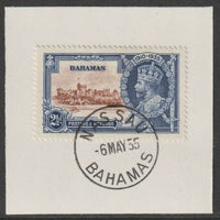 Bahamas 1935 KG5 Silver Jubilee 2.5d on piece cancelled with full strike of Madame Joseph forged postmark type 35