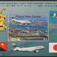 Papua New Guinea 1997 Inauguration of Port Moresby to Osaka,Flight perf m/sheet unmounted mint, SG MS820