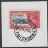 Solomon Islands 1935 KG5 Silver Jubilee 1.5d on piece with full strike of Madame Joseph forged postmark type 96