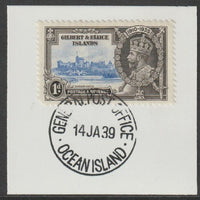 Gilbert & Ellice Islands 1935 KG5 Silver Jubilee 1d on piece with full strike of Madame Joseph forged postmark type 191