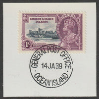 Gilbert & Ellice Islands 1935 KG5 Silver Jubilee 1s on piece with full strike of Madame Joseph forged postmark type 191
