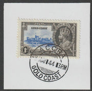 Gold Coast 1935 KG5 Silver Jubilee 1d on piece with full strike of Madame Joseph forged postmark type 198
