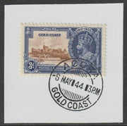 Gold Coast 1935 KG5 Silver Jubilee 3d on piece with full strike of Madame Joseph forged postmark type 198