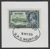 Mauritius 1935 KG5 Silver Jubilee 12c on piece with full strike of Madame Joseph forged postmark type 253