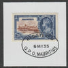 Mauritius 1935 KG5 Silver Jubilee 20c on piece with full strike of Madame Joseph forged postmark type 253