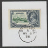 St Helena 1935 KG5 Silver Jubilee 6d on piece with full strike of Madame Joseph forged postmark type 342