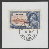 St Lucia 1935 KG5 Silver Jubilee 2.5d on piece with full strike of Madame Joseph forged postmark type 358